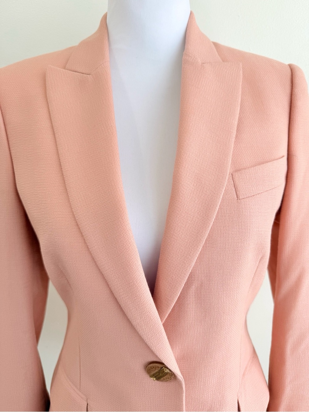 STELLA MCCARTNEY PINK WOOL SINGLE BUTTON BLAZER JACKET - Picture 3 of 15